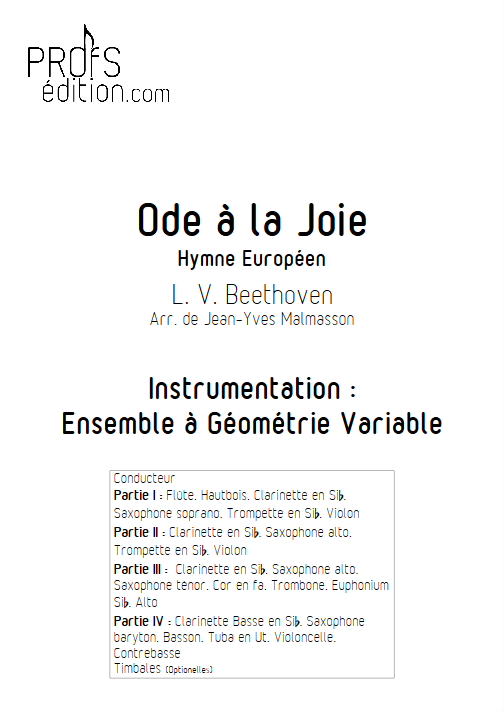 Hymne Européen - Ensemble à Géométrie Variable - BEETOVEN L. V. - page de garde