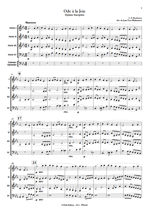 Hymne Européen - Ensemble à Géométrie Variable - BEETOVEN L. V. - Partition