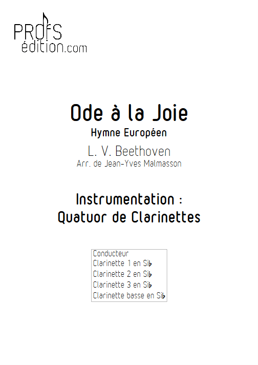 Hymne Européen - Quatuor de Clarinettes - BEETHOVEN L. V. - page de garde