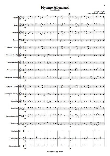Hymne Allemand - Orchestre d'Harmonie - HAYDN J. - Partition