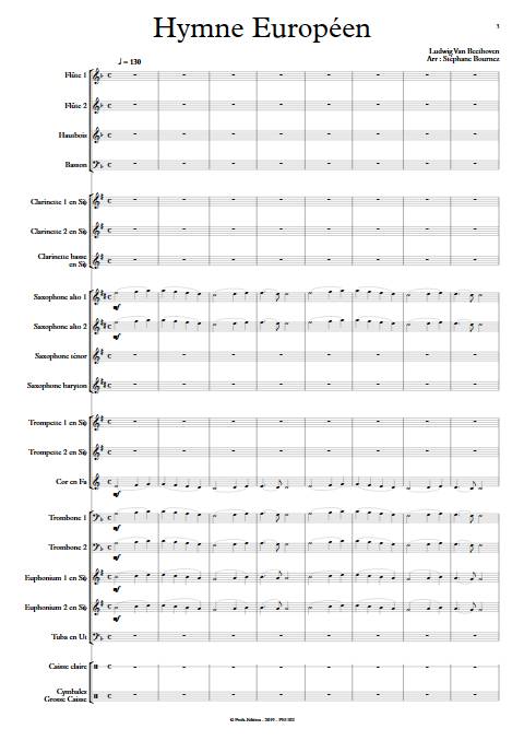 Hymne Européen - Orchestre d'Harmonie - BEETHOVEN L. V. - Partition