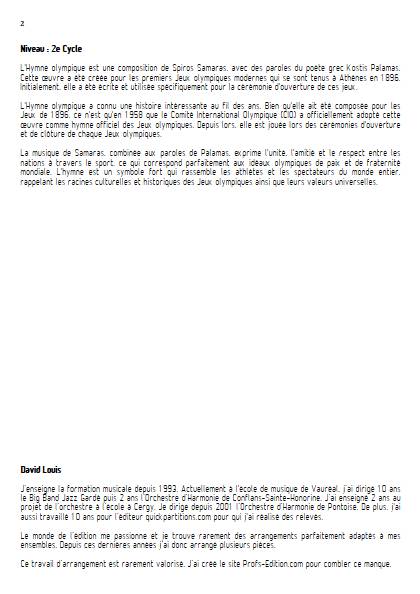 Hymne Olympique - Ensemble Variable - SAMARS S. - Fiche Pédagogique