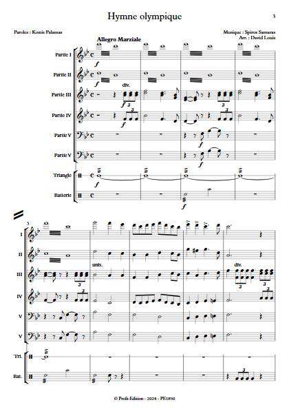 Hymne Olympique - Ensemble Variable - SAMARS S. - Partition