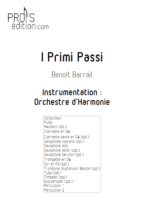 I Primi Passi - Orchestre d'Harmonie - BARRAIL B. - page de garde