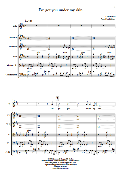 I've got you under my skin - Voix et Orchestre à Cordes - ZEHAR F. - Partition