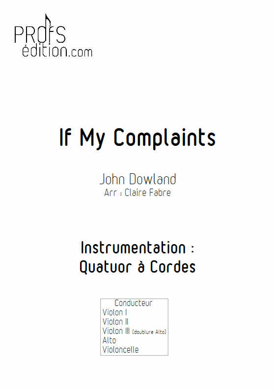 If My Complaints - Quatuor à Cordes - DOWLAND J. - page de garde