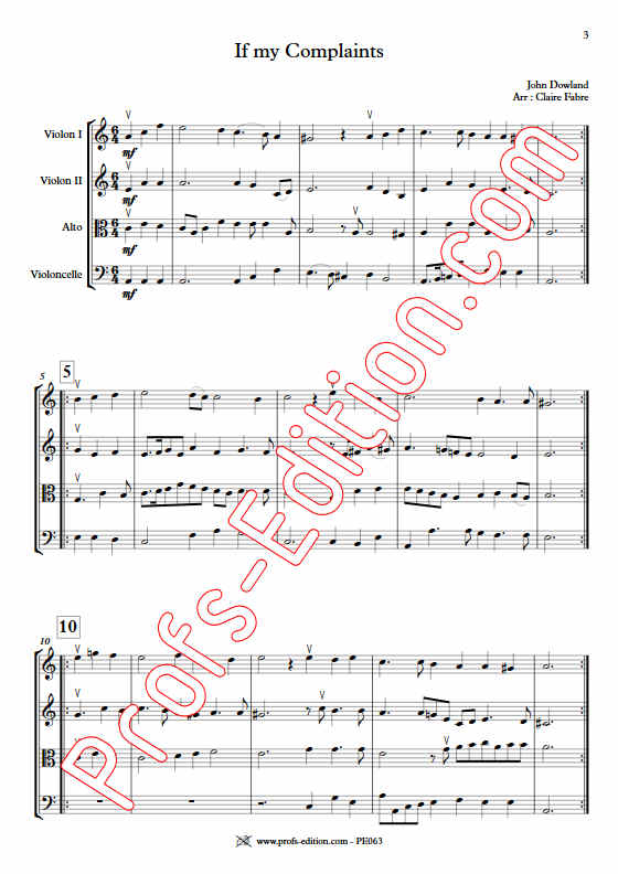 If My Complaints - Quatuor à Cordes - DOWLAND J. - Partition