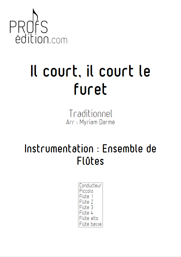 Il court le furet - Ensemble de Flûtes - TRADITIONNEL - page de garde