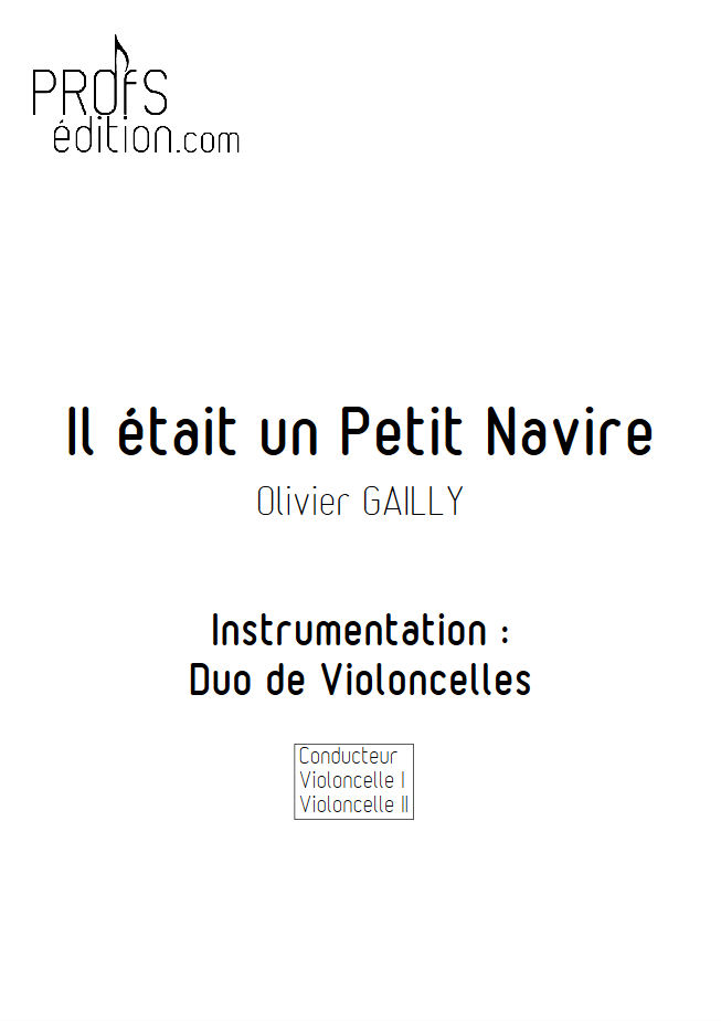 Il était un Petit Navire - Duo Violoncelles - TRADITIONNEL - page de garde