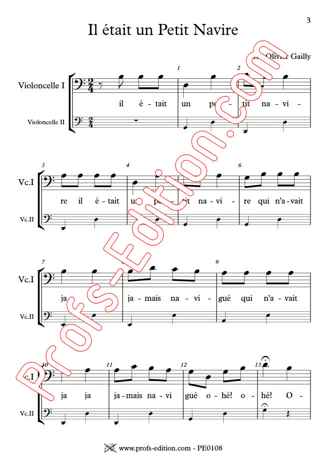 Il était un Petit Navire - Duo Violoncelles - TRADITIONNEL - app.scorescoreTitle