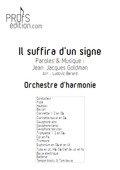 Il suffira d'un signe - Orchestre d'Harmonie - GOLDMAN J.J. - page de garde