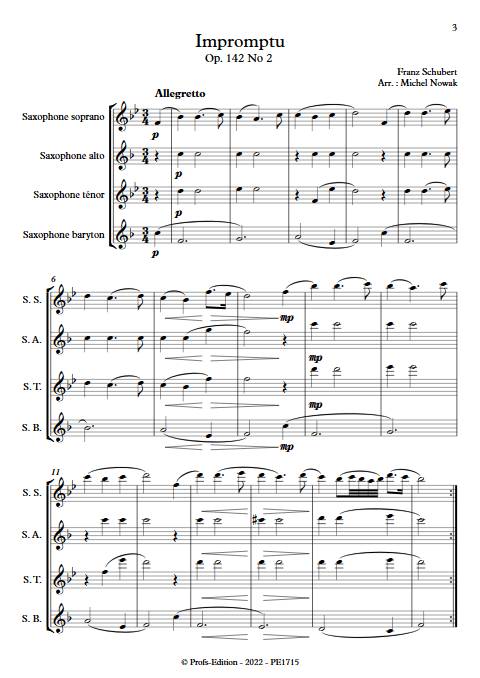 Impromptu op 142 Nr 2 - Quatuor de Saxophones - SCHUBERT F. - app.scorescoreTitle