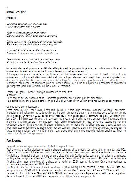 Inaudita Ligeris - Sextuor - LYONNAZ P. - Fiche Pédagogique