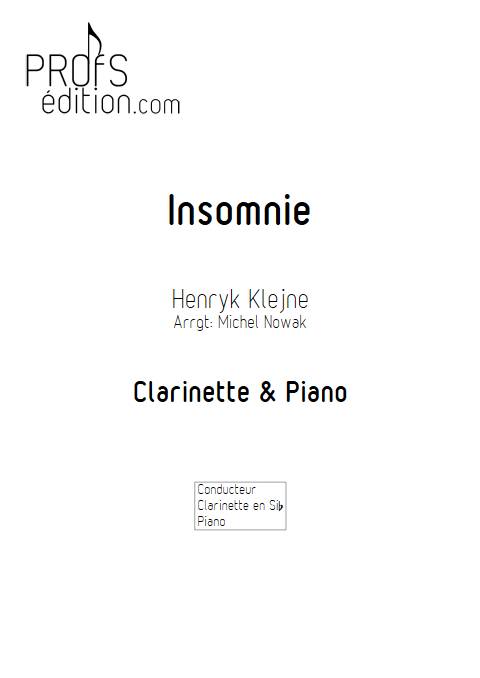 Insomnie - Clarinette & Piano - KLEJNE H. - page de garde