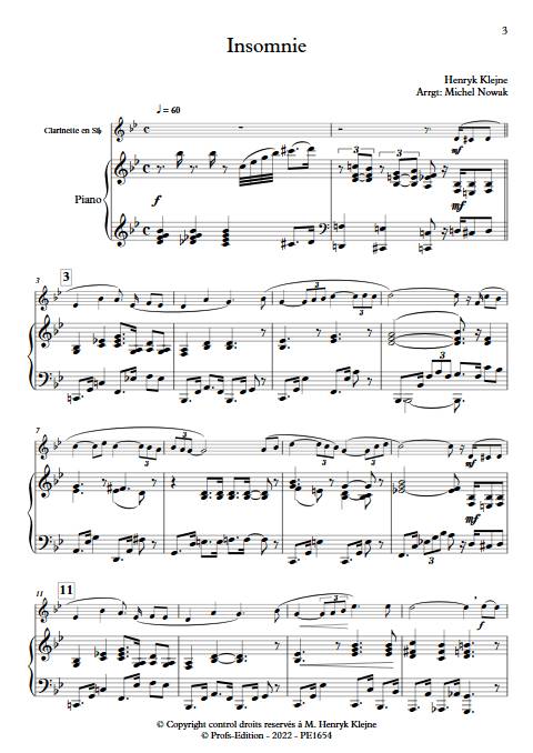 Insomnie - Clarinette & Piano - KLEJNE H. - app.scorescoreTitle