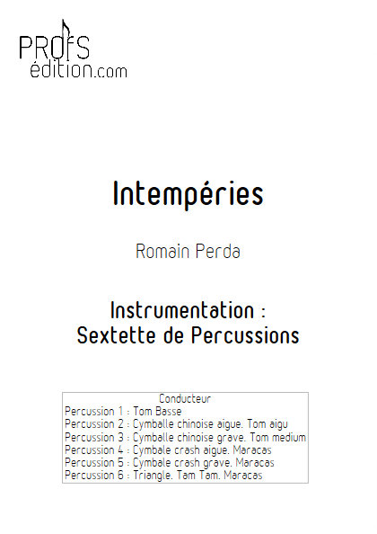 Intempéries - Sextette Percussions - PERDA R. - page de garde