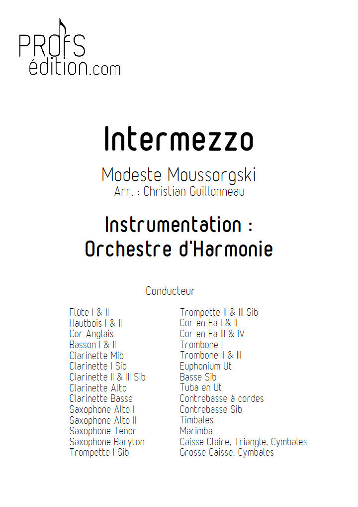 intermezzo in modo classico - Orchestre Harmonie - MOUSSORGSKY M. - page de garde