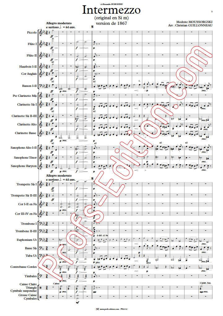 intermezzo in modo classico - Orchestre Harmonie - MOUSSORGSKY M. - Partition