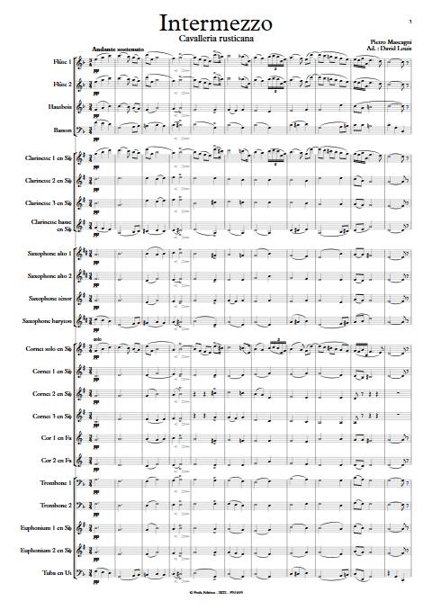 Intermezzo - Cavalleria rusticana - Orichestre d'Harmonie - MASCAGNI P. - Partition