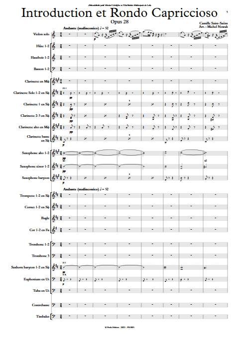 Introduction et rondo capriccioso - Violon & Orchestre d'harmonie - SAINT-SAENS C. - Partition