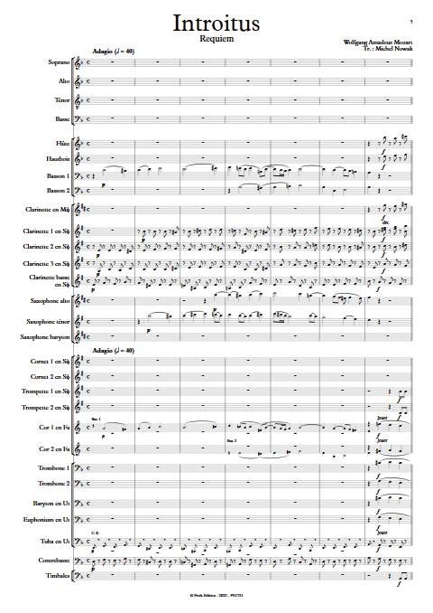 Introitus - Requiem - Harmonie et chœur - MOZART W. A. - Partition