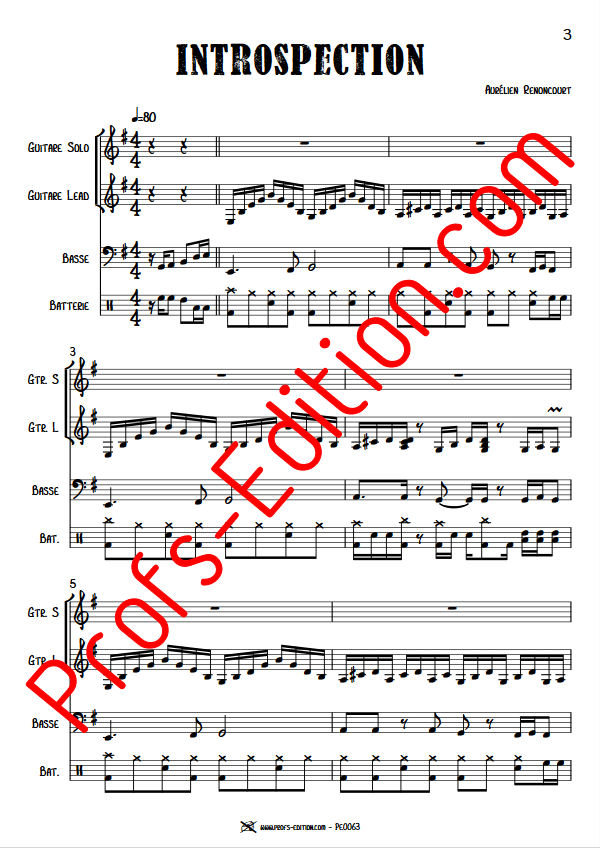 Introspection - Quartet Rock - RENONCOURT A. - Partition