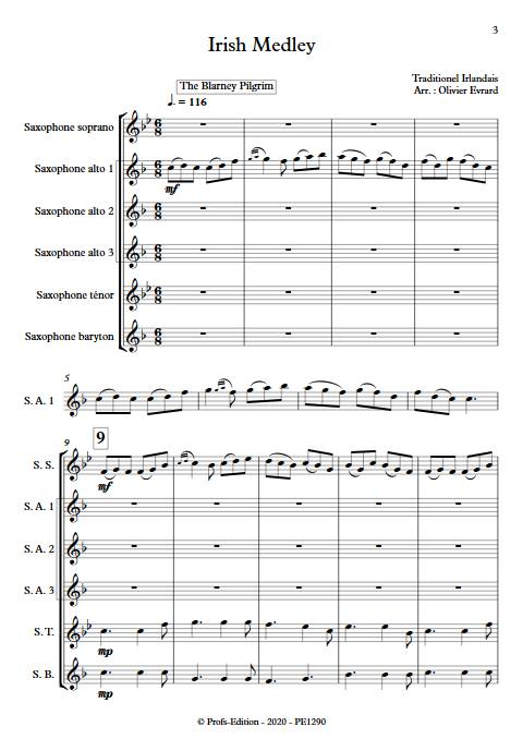 Irish Medley - Ensemble de Saxophones - TRADTIONNEL IRLANDAIS - Partition
