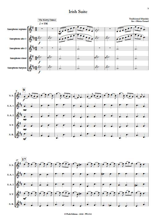 Irish suite ensemble - Ensemble de Saxophones - TRADITIONNEL IRLANDAIS - Partition