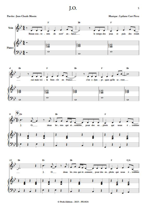 J.O. - Piano Voix - CURT PITOU L. - Partition