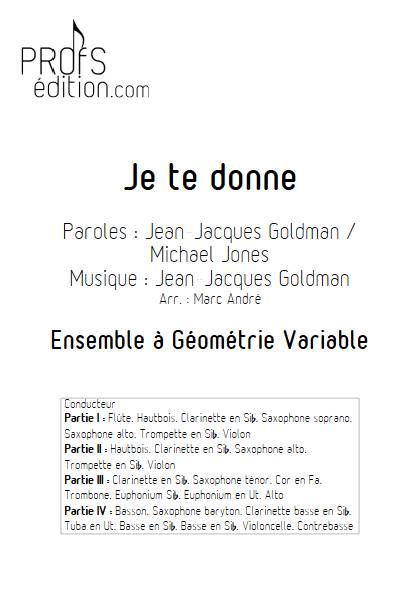 Je te donne - Ensemble Variable - GOLDMAN J.J. - page de garde