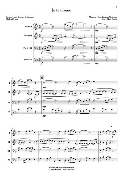 Je te donne - Ensemble Variable - GOLDMAN J.J. - Partition