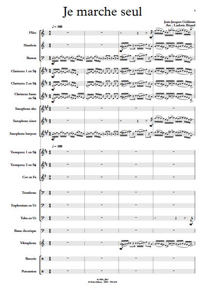 Je marche seul - Orchestre d'Harmonie - GOLDMAN J. J. - app.scorescoreTitle