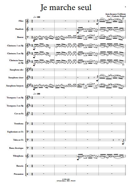 Je marche seul - Orchestre d'Harmonie - GOLDMAN J. J. - Partition