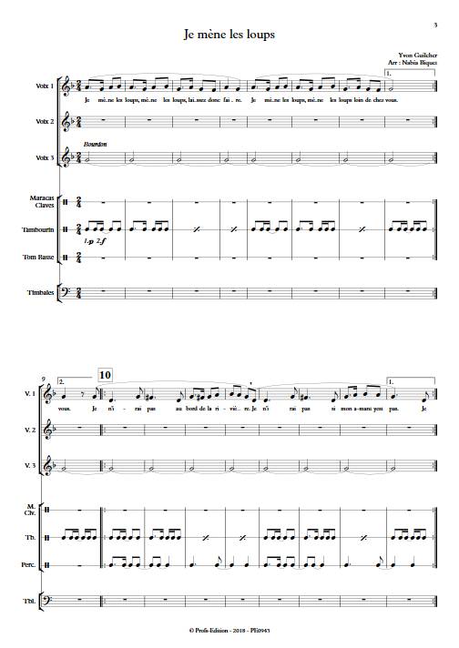 Je mène les loups - Chœur et Percussions - TRADITIONNEL FRANCAIS - app.scorescoreTitle