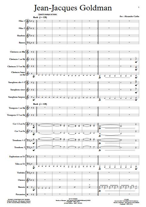 Jean-Jacques Goldman - Orchestre d'harmonie - GOLDMAN J. J. - Partition