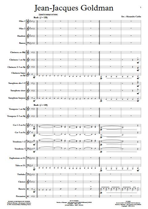 Jean-Jacques Goldman - Orchestre d'harmonie - GOLDMAN J. J. - app.scorescoreTitle