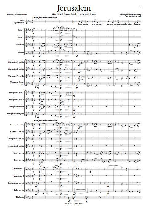 Jerusalem - Orchestre d'Harmonie et chant - PARRY H. - Partition