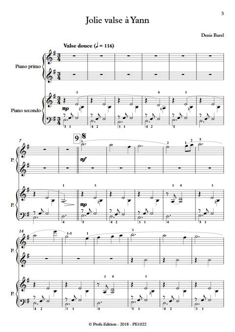 Jolie valse a Yann - Piano 4 mains - BUREL D. - app.scorescoreTitle