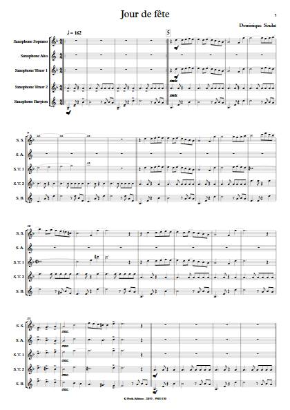 Jour de fête - Quintette de Saxophones - SOULAT D. - app.scorescoreTitle