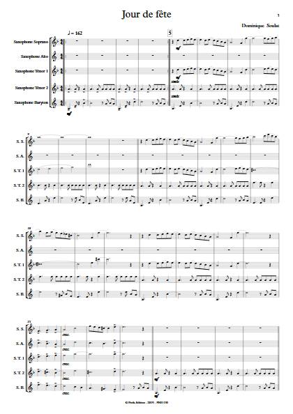 Jour de fête - Quintette de Saxophones - SOULAT D. - Partition