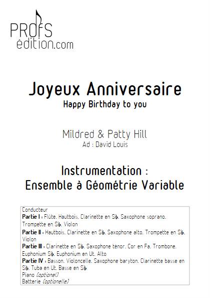 Joyeux Anniversaire (Happy Birthday) - Ensemble Variable - HILL P.S. & M. - page de garde