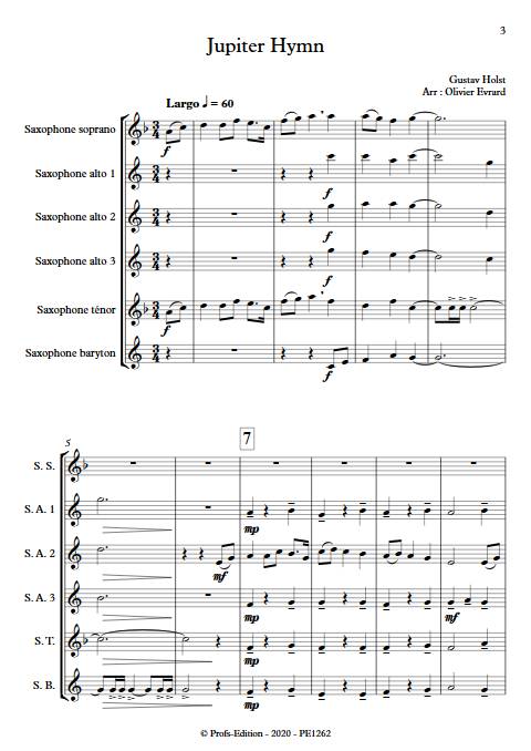 Jupiter Hymn - Ensemble de Saxophones - HOLST G. - app.scorescoreTitle