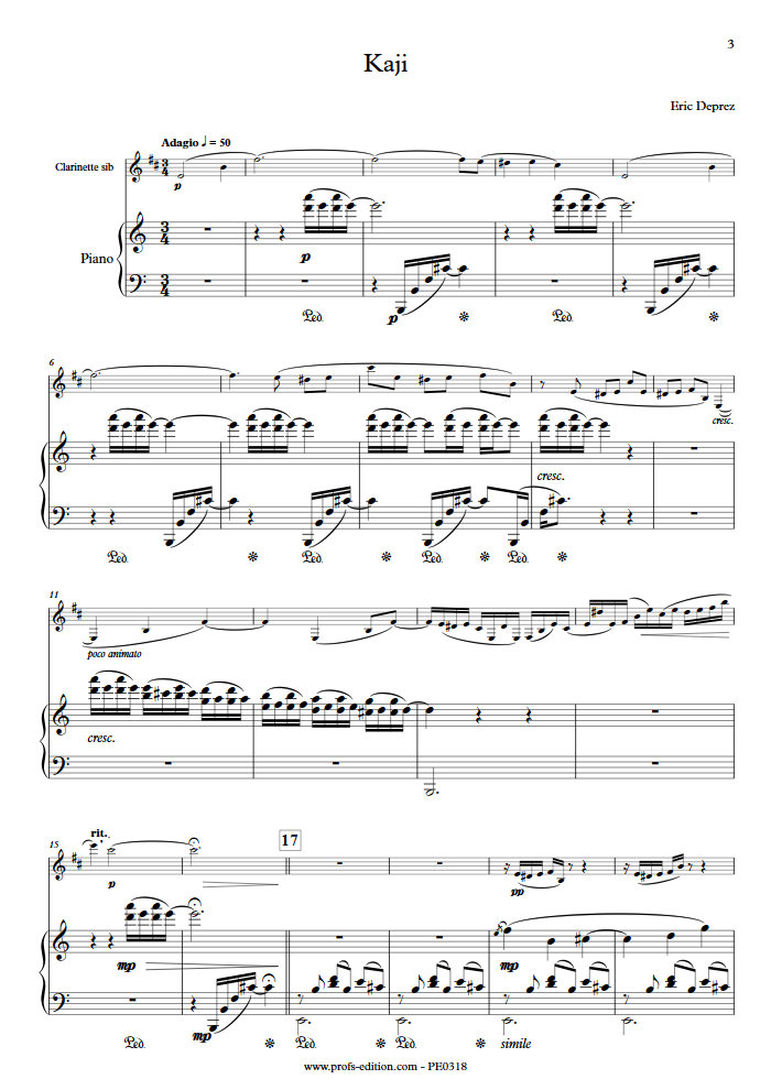 Kaji - Clarinette & Piano - DEPREZ E. - Partition