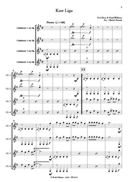 Kaw Liga - Quatuor de Clarinettes - WIILIAMS H. - Partition