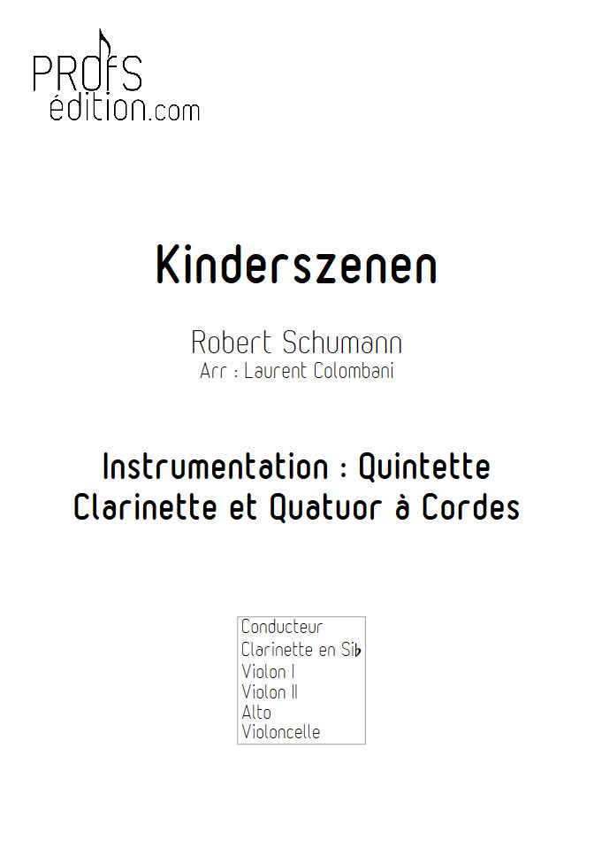 Kinderszenen - Clarinette et Quatuor à Cordes - SCHUMANN R. - page de garde