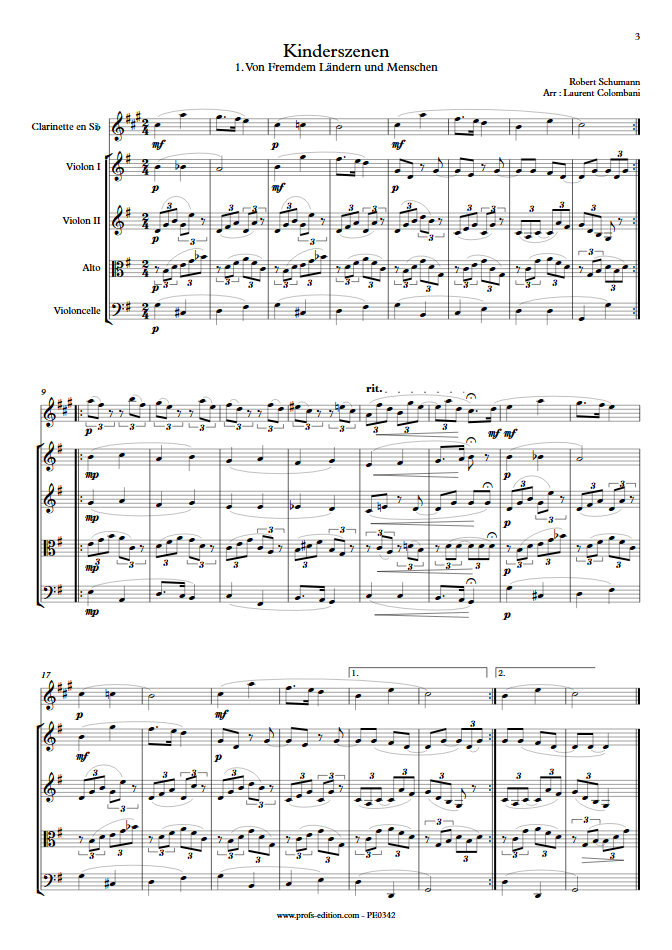 Kinderszenen - Clarinette et Quatuor à Cordes - SCHUMANN R. - Partition