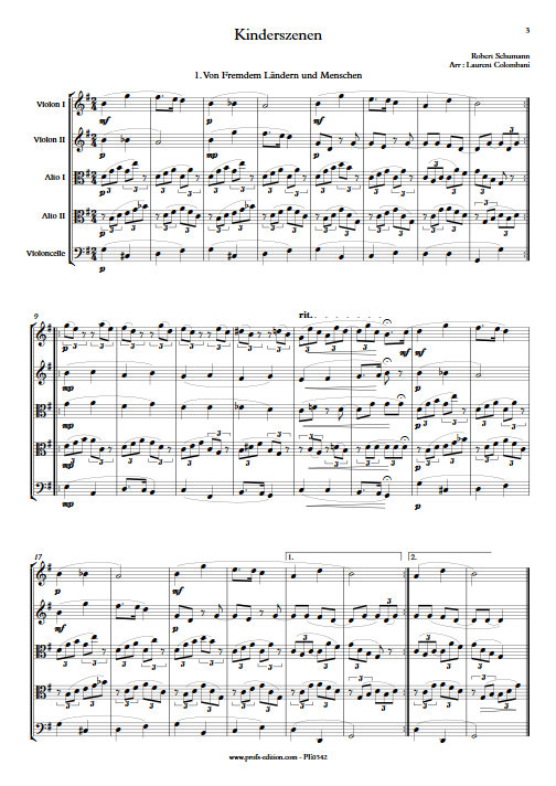 Kinderszenen - Quintette à Cordes - SCHUMANN R. - Partition