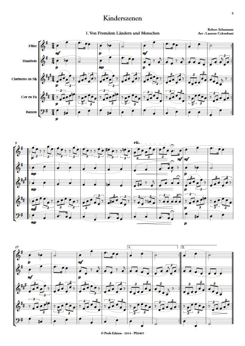 Kinderszenen - Quintette à Vents - SCHUMANN R. - Partition