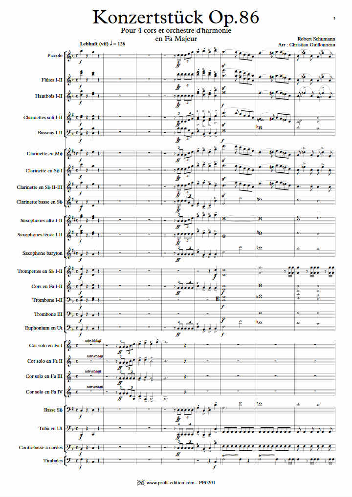 Concerto Konzertstuck - 4 Cors & Harmonie - SCHUMANN R. - Partition