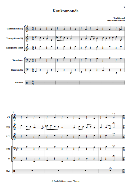 Koukounouda - Fanfare - TRADITIONNEL - Partition
